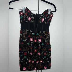 Beaded floral mini dress